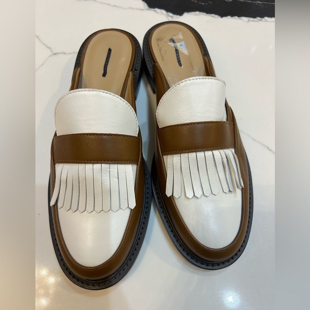 Ann Taylor Brown and Cream Woman's Mules